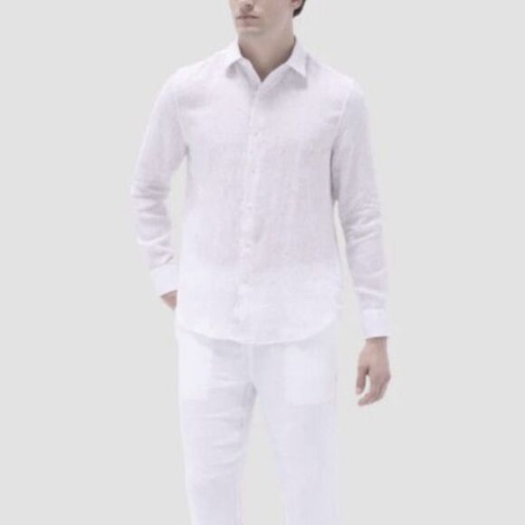 Bugatchi Julian White Paisley Jacquard Cotton LS Button Front Shirt Size L - Picture 1 of 15